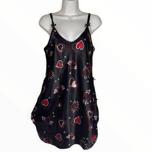 dentelle satin lingerie teddy babydoll Heart print vintage spaghetti str…